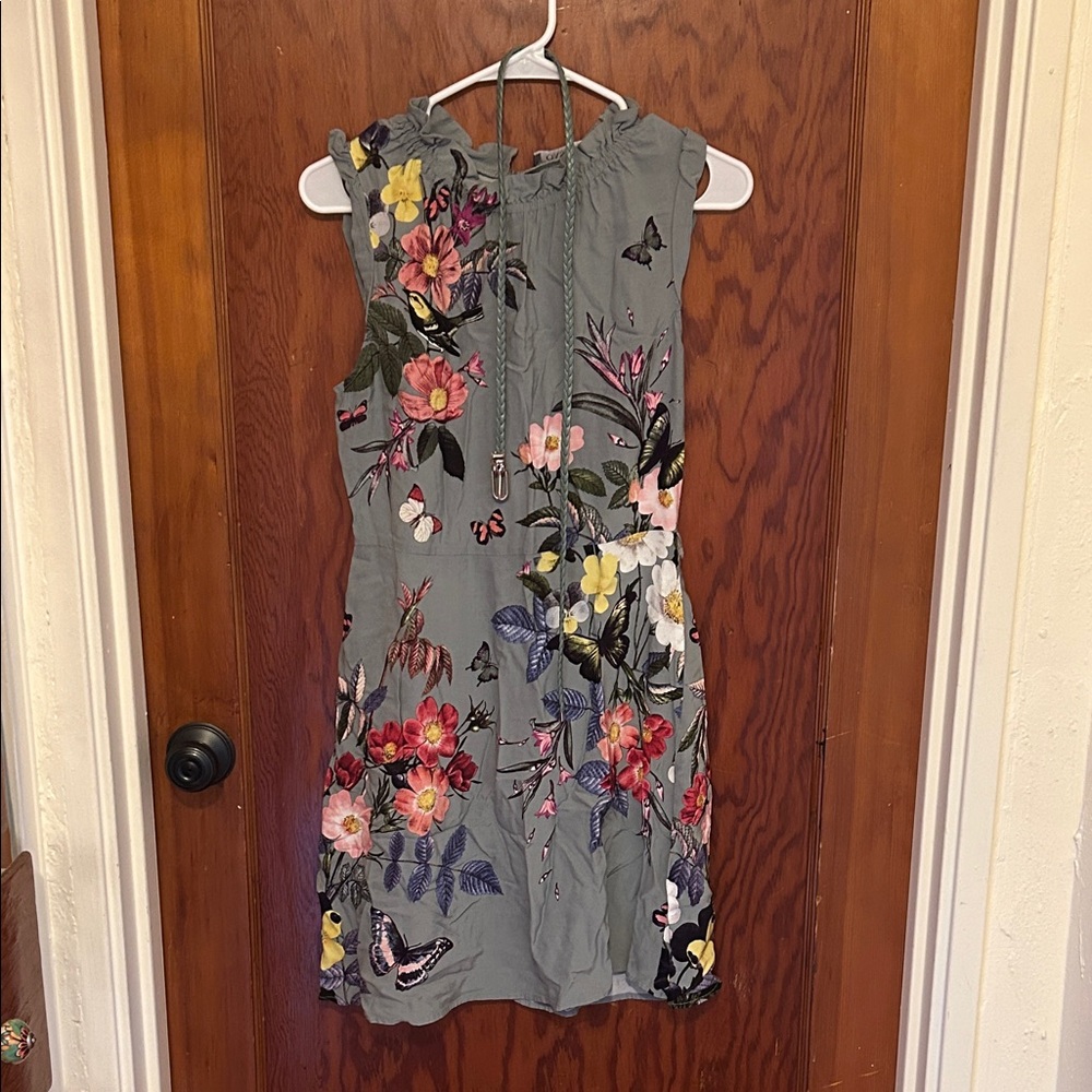 Oasis Gray Floral Mini Dress